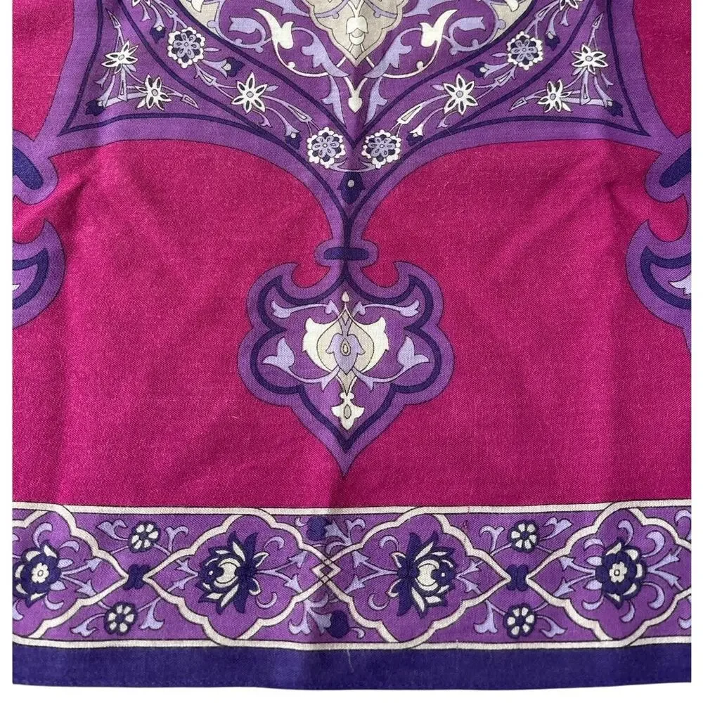 Vintage Oscar de la Renta Accessory Street Scarf Pink Purple Gray Soft Rayon